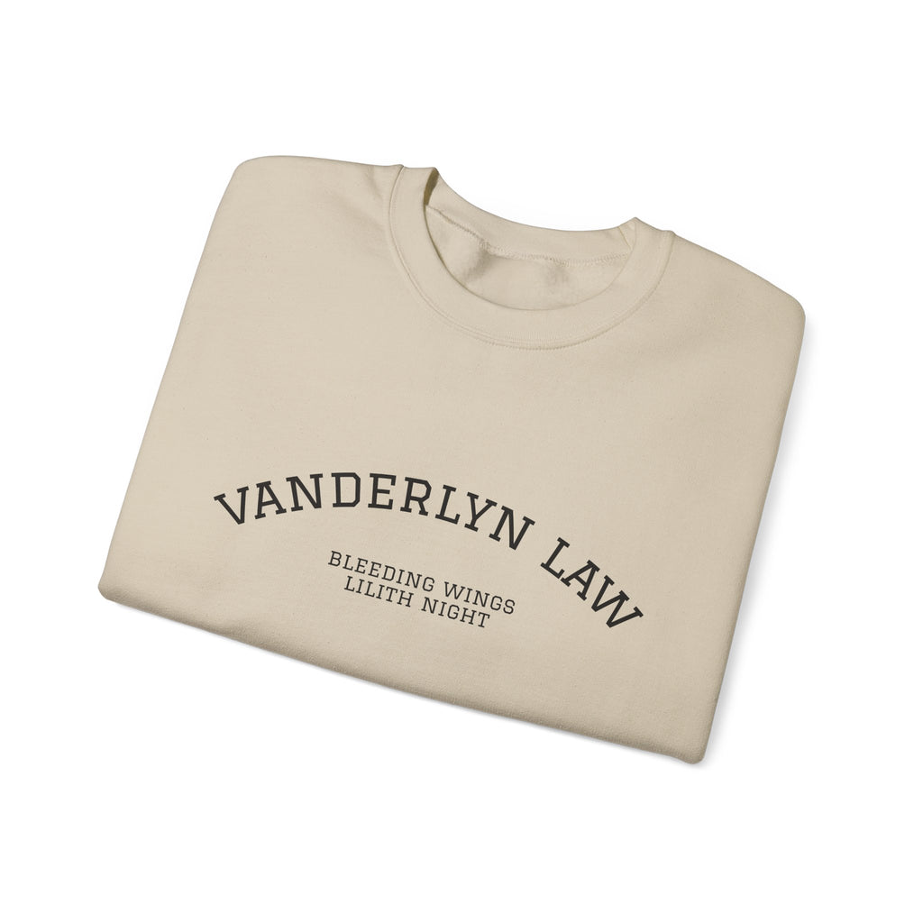 Vanderlyn Law Crewneck Sweatshirt – Minimal Arch Logo Cozy Pullover