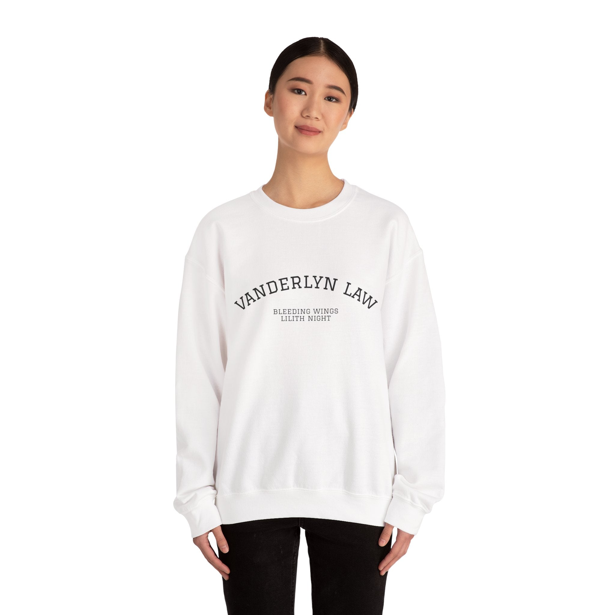Vanderlyn Law Crewneck Sweatshirt – Minimal Arch Logo Cozy Pullover