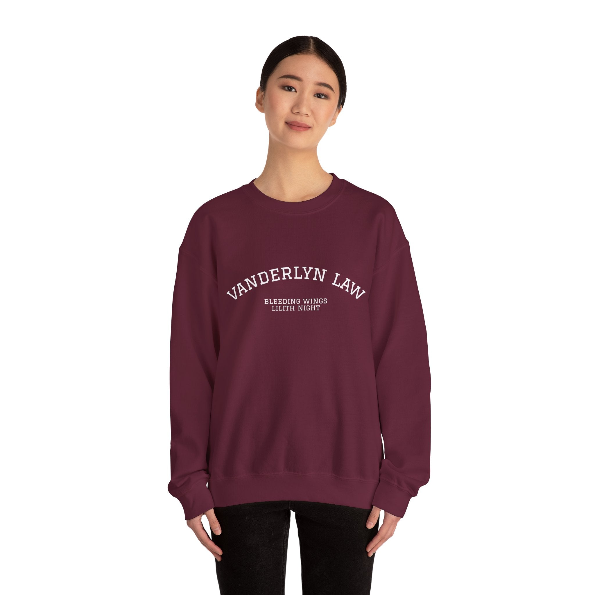 Vanderlyn Law Crewneck Sweatshirt – Minimal Arch Logo Cozy Pullover