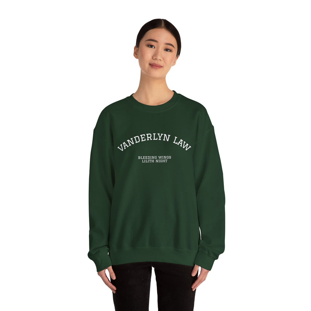 Vanderlyn Law Crewneck Sweatshirt – Minimal Arch Logo Cozy Pullover