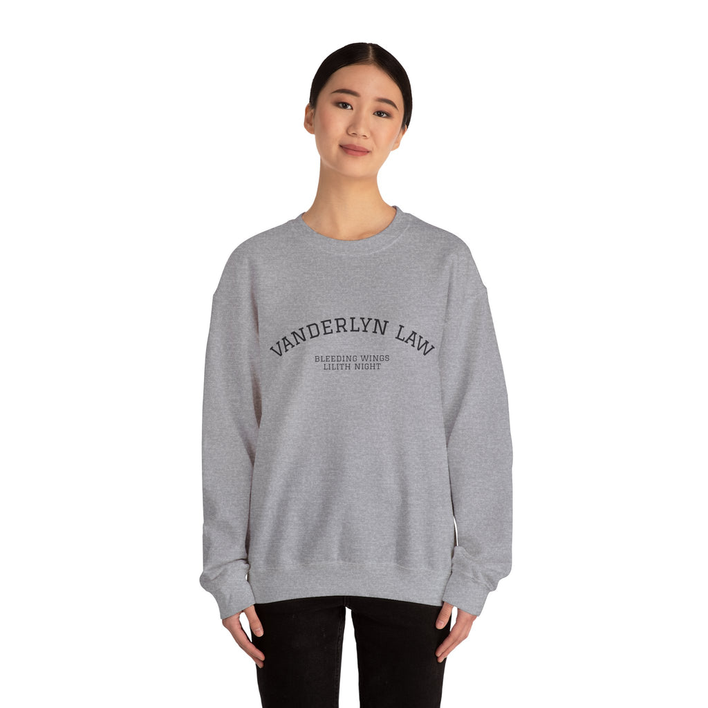Vanderlyn Law Crewneck Sweatshirt – Minimal Arch Logo Cozy Pullover