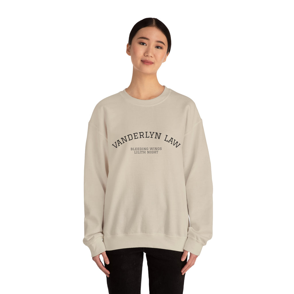 Vanderlyn Law Crewneck Sweatshirt – Minimal Arch Logo Cozy Pullover