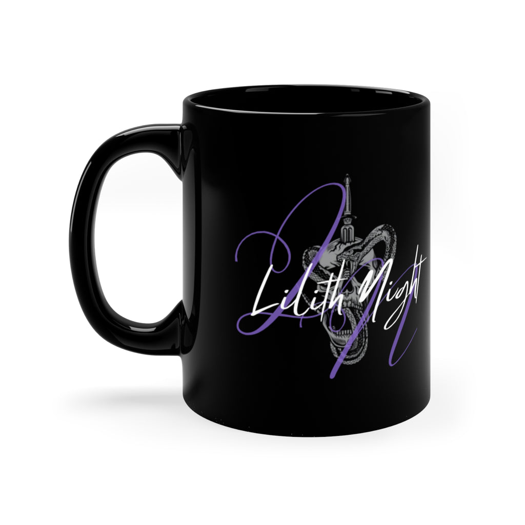 'Lilith Night' Black 11oz Coffee Mug with Gothic Neon Script