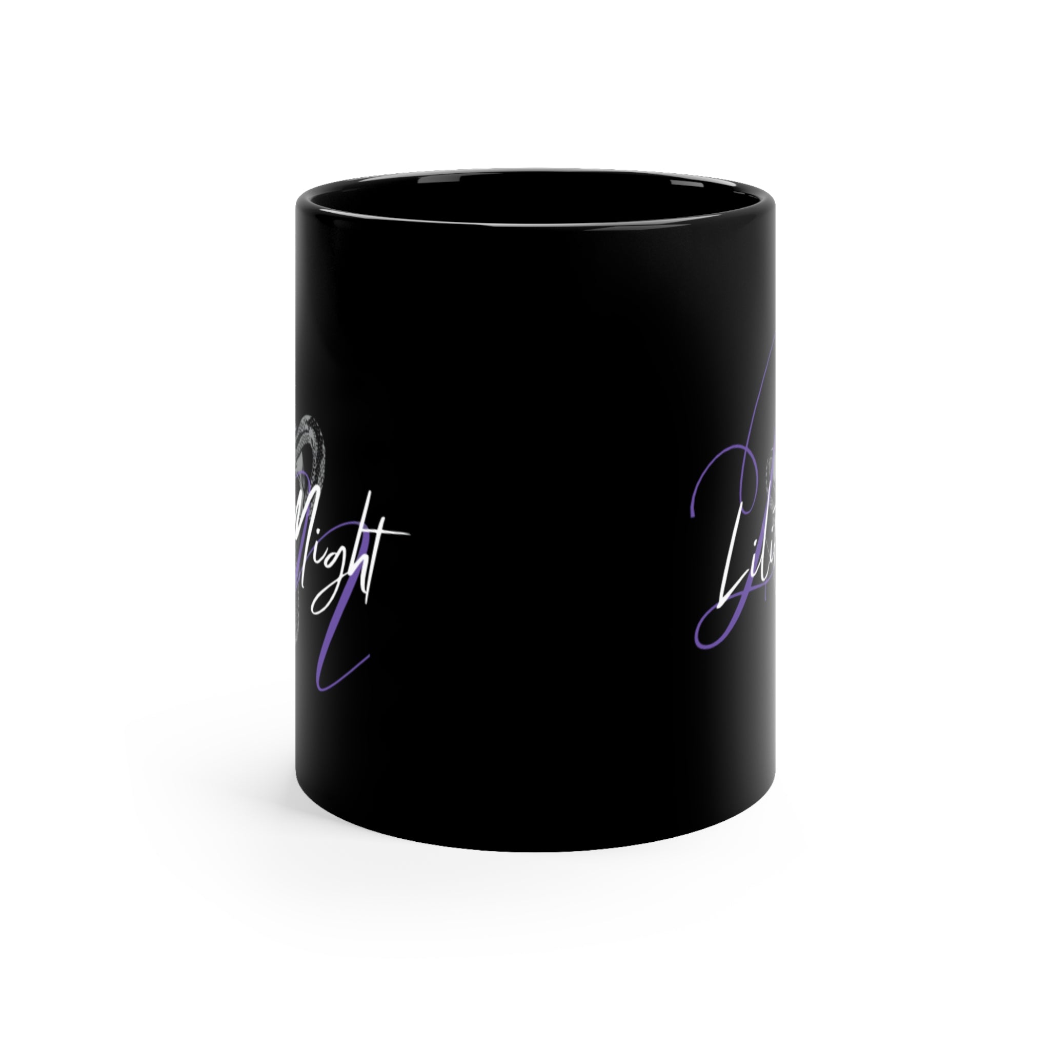 'Lilith Night' Black 11oz Coffee Mug with Gothic Neon Script